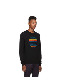 schwarzer bedruckter Pullover mit einem Rundhalsausschnitt von Ps By Paul Smith