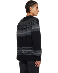 schwarzer bedruckter Pullover mit einem Rundhalsausschnitt von Sacai