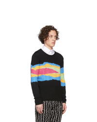 schwarzer bedruckter Pullover mit einem Rundhalsausschnitt von Charles Jeffrey Loverboy