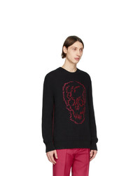 schwarzer bedruckter Pullover mit einem Rundhalsausschnitt von Alexander McQueen