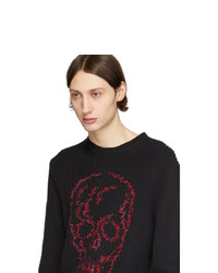 schwarzer bedruckter Pullover mit einem Rundhalsausschnitt von Alexander McQueen