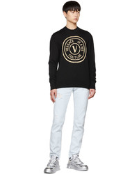 schwarzer bedruckter Pullover mit einem Rundhalsausschnitt von VERSACE JEANS COUTURE