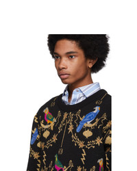 schwarzer bedruckter Pullover mit einem Rundhalsausschnitt von Gucci