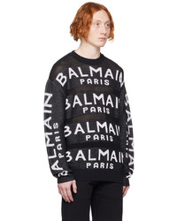 schwarzer bedruckter Pullover mit einem Rundhalsausschnitt von Balmain