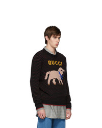 schwarzer bedruckter Pullover mit einem Rundhalsausschnitt von Gucci