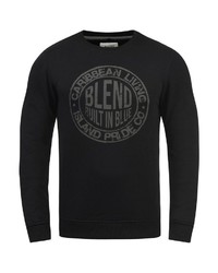 schwarzer bedruckter Pullover mit einem Rundhalsausschnitt von BLEND