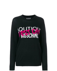 schwarzer bedruckter Pullover mit einem Rundhalsausschnitt von Boutique Moschino