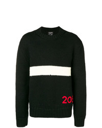 schwarzer bedruckter Pullover mit einem Rundhalsausschnitt von Calvin Klein 205W39nyc