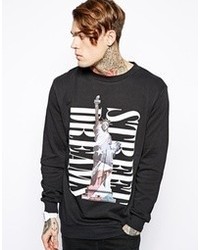 schwarzer bedruckter Pullover mit einem Rundhalsausschnitt von Calvin Klein