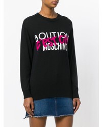 schwarzer bedruckter Pullover mit einem Rundhalsausschnitt von Boutique Moschino