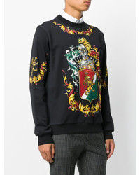 schwarzer bedruckter Pullover mit einem Rundhalsausschnitt von Dolce & Gabbana