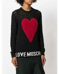 schwarzer bedruckter Pullover mit einem Rundhalsausschnitt von Love Moschino