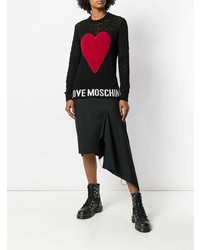 schwarzer bedruckter Pullover mit einem Rundhalsausschnitt von Love Moschino