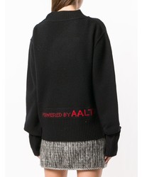 schwarzer bedruckter Pullover mit einem Rundhalsausschnitt von Aalto