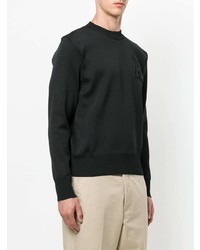 schwarzer bedruckter Pullover mit einem Rundhalsausschnitt von AMI Alexandre Mattiussi