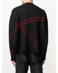 schwarzer bedruckter Pullover mit einem Rundhalsausschnitt von Raf Simons