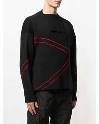 schwarzer bedruckter Pullover mit einem Rundhalsausschnitt von Raf Simons