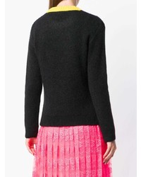 schwarzer bedruckter Pullover mit einem Rundhalsausschnitt von Fendi