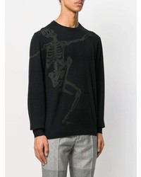 schwarzer bedruckter Pullover mit einem Rundhalsausschnitt von Alexander McQueen