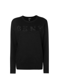schwarzer bedruckter Pullover mit einem Rundhalsausschnitt von DKNY