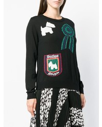 schwarzer bedruckter Pullover mit einem Rundhalsausschnitt von Moschino