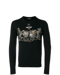 schwarzer bedruckter Pullover mit einem Rundhalsausschnitt von Dolce & Gabbana