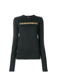 schwarzer bedruckter Pullover mit einem Rundhalsausschnitt von Dsquared2