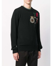 schwarzer bedruckter Pullover mit einem Rundhalsausschnitt von Dolce & Gabbana