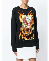 schwarzer bedruckter Pullover mit einem Rundhalsausschnitt von Moschino