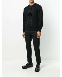 schwarzer bedruckter Pullover mit einem Rundhalsausschnitt von Alexander McQueen