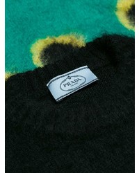 schwarzer bedruckter Pullover mit einem Rundhalsausschnitt von Prada