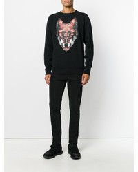 schwarzer bedruckter Pullover mit einem Rundhalsausschnitt von Marcelo Burlon County of Milan