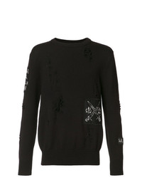 schwarzer bedruckter Pullover mit einem Rundhalsausschnitt von Haculla