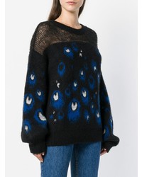 schwarzer bedruckter Pullover mit einem Rundhalsausschnitt von Just Cavalli