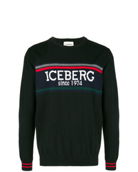 schwarzer bedruckter Pullover mit einem Rundhalsausschnitt von Iceberg