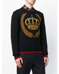 schwarzer bedruckter Pullover mit einem Rundhalsausschnitt von Dolce & Gabbana