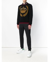 schwarzer bedruckter Pullover mit einem Rundhalsausschnitt von Dolce & Gabbana