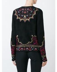 schwarzer bedruckter Pullover mit einem Rundhalsausschnitt von Roberto Cavalli