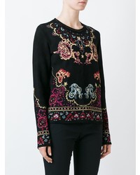 schwarzer bedruckter Pullover mit einem Rundhalsausschnitt von Roberto Cavalli