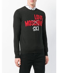 schwarzer bedruckter Pullover mit einem Rundhalsausschnitt von Love Moschino