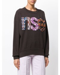 schwarzer bedruckter Pullover mit einem Rundhalsausschnitt von Isabel Marant Etoile