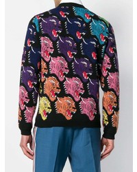 schwarzer bedruckter Pullover mit einem Rundhalsausschnitt von Gucci