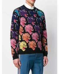 schwarzer bedruckter Pullover mit einem Rundhalsausschnitt von Gucci