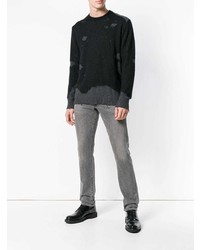 schwarzer bedruckter Pullover mit einem Rundhalsausschnitt von Diesel