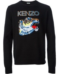 schwarzer bedruckter Pullover mit einem Rundhalsausschnitt von Kenzo