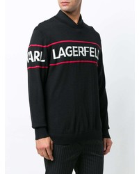 schwarzer bedruckter Pullover mit einem Rundhalsausschnitt von Karl Lagerfeld