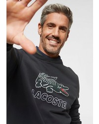 schwarzer bedruckter Pullover mit einem Rundhalsausschnitt von Lacoste