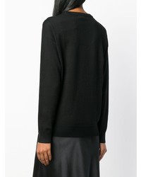 schwarzer bedruckter Pullover mit einem Rundhalsausschnitt von DKNY
