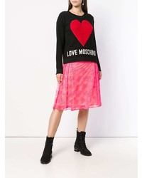 schwarzer bedruckter Pullover mit einem Rundhalsausschnitt von Love Moschino