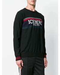 schwarzer bedruckter Pullover mit einem Rundhalsausschnitt von Iceberg